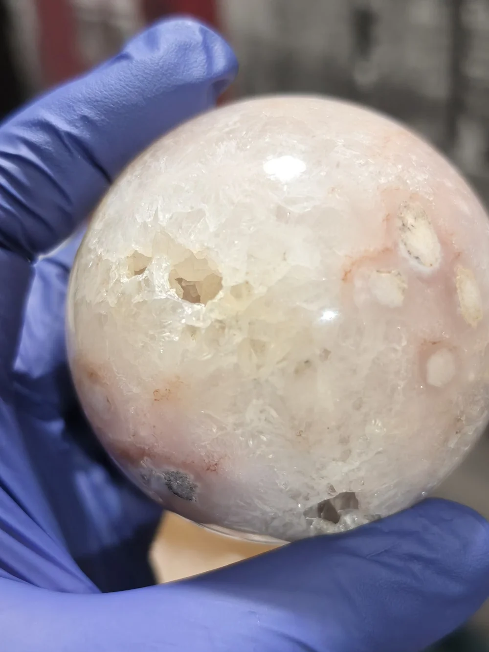Pink Amethyst And Agate Druzy Crystal Display Sphere